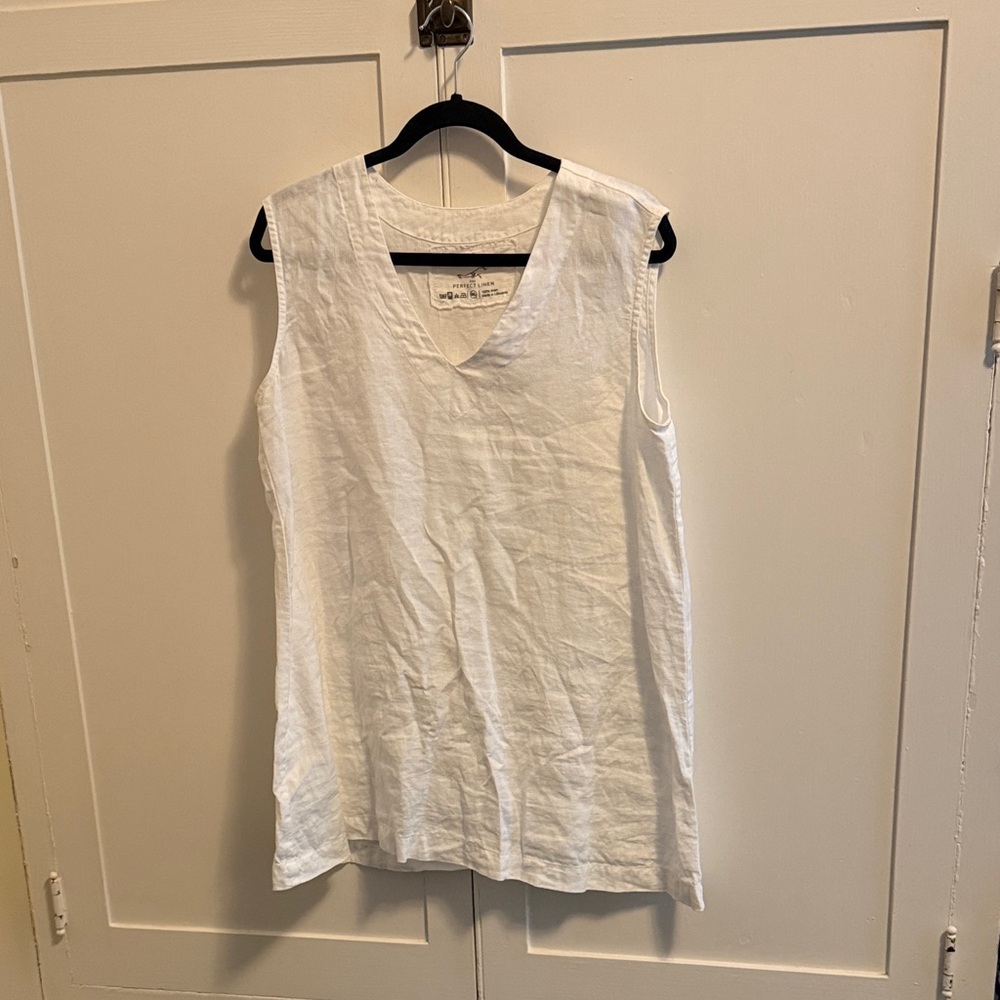 notPERFECTLINEN White Linen Sleeveless Tunic
